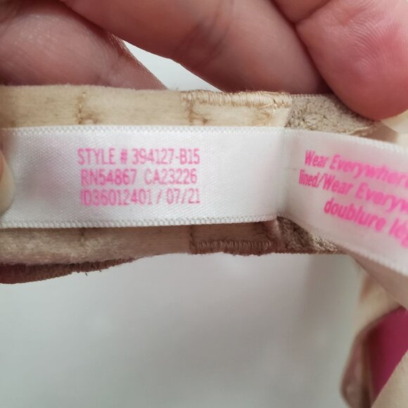 PINK Victoria's Secret Wear Everywhere T-Shirt Lightly Lined Nude Underwire 32D - Picture 5 of 6